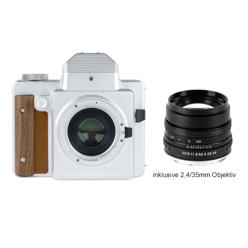 Nons polaroid kaamera SL645 + 2.4/35mm objektiiv (Instax Minifilm/EF-kinnitus)