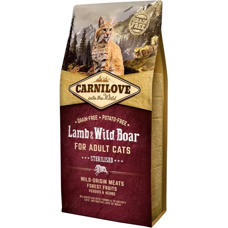 Carnilove kuivtoit kassile Lamb & Wild Boar Sterilised, 6kg