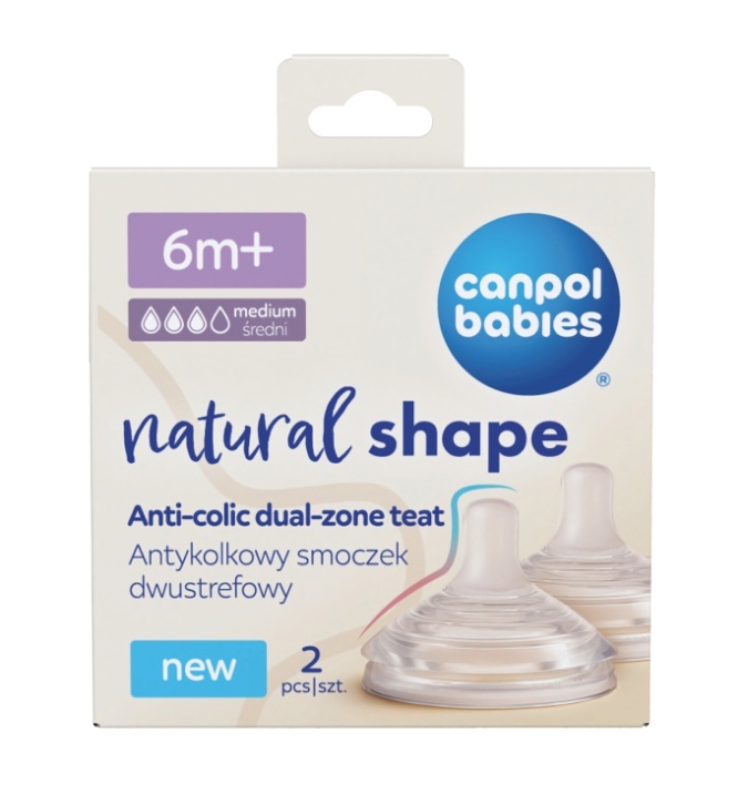 Canpol BABIES pudelilutid kiire NATURAL SHAPE Anti-colic, keskmise vooga, 6m+, 2 tk., 21/752