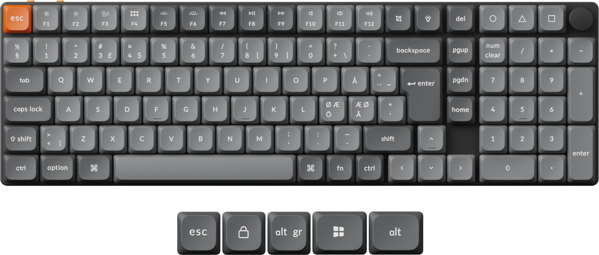 Keychron klaviatuur K17 MAX QMK/VIA Hot Swap madala profiiliga mehaaniline, Gateron Brown lülitid