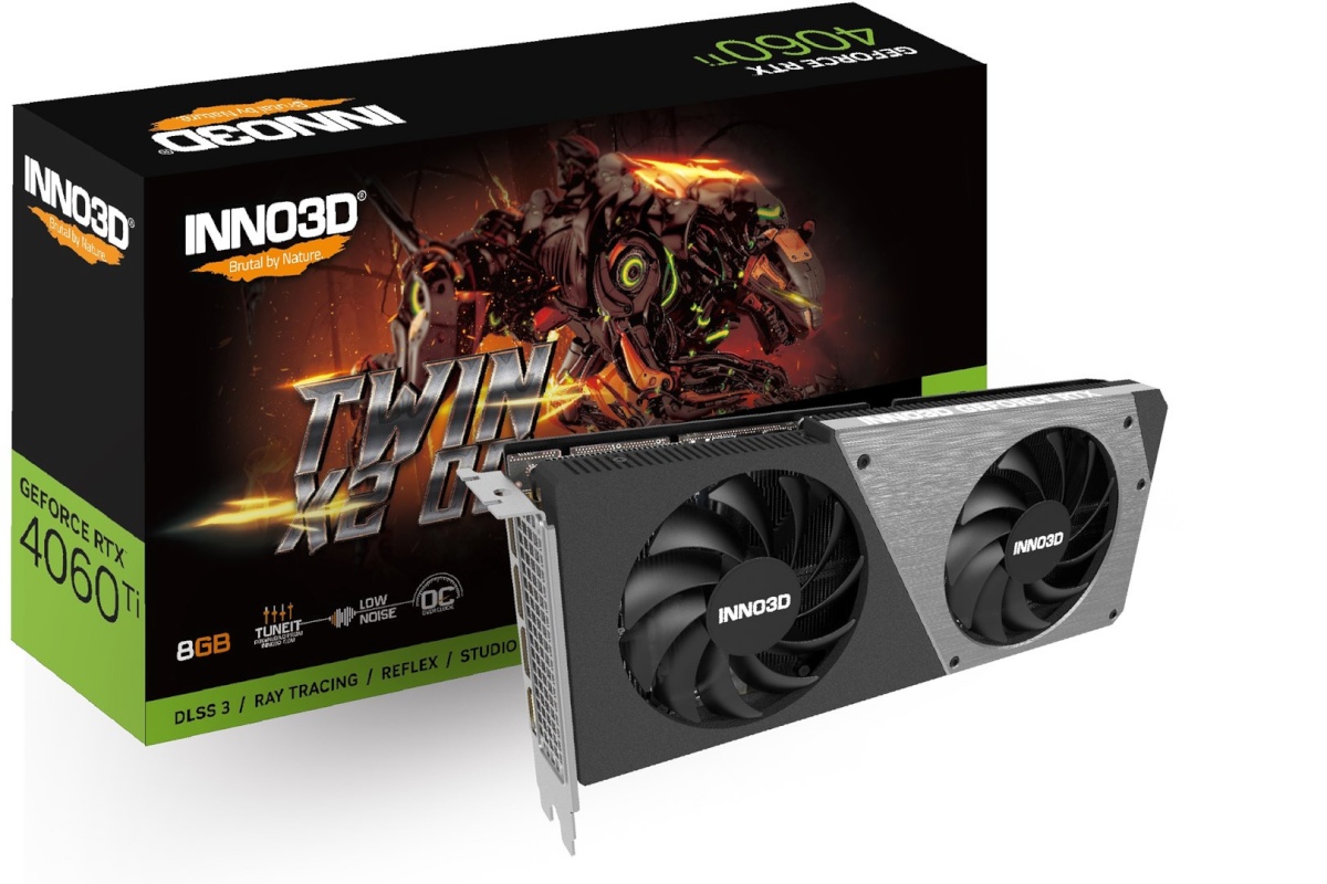 INNO3D videokaart nVidia GeForce RTX 4060 TI TWIN X2 OC 8GB GDDR6 DLSS 3