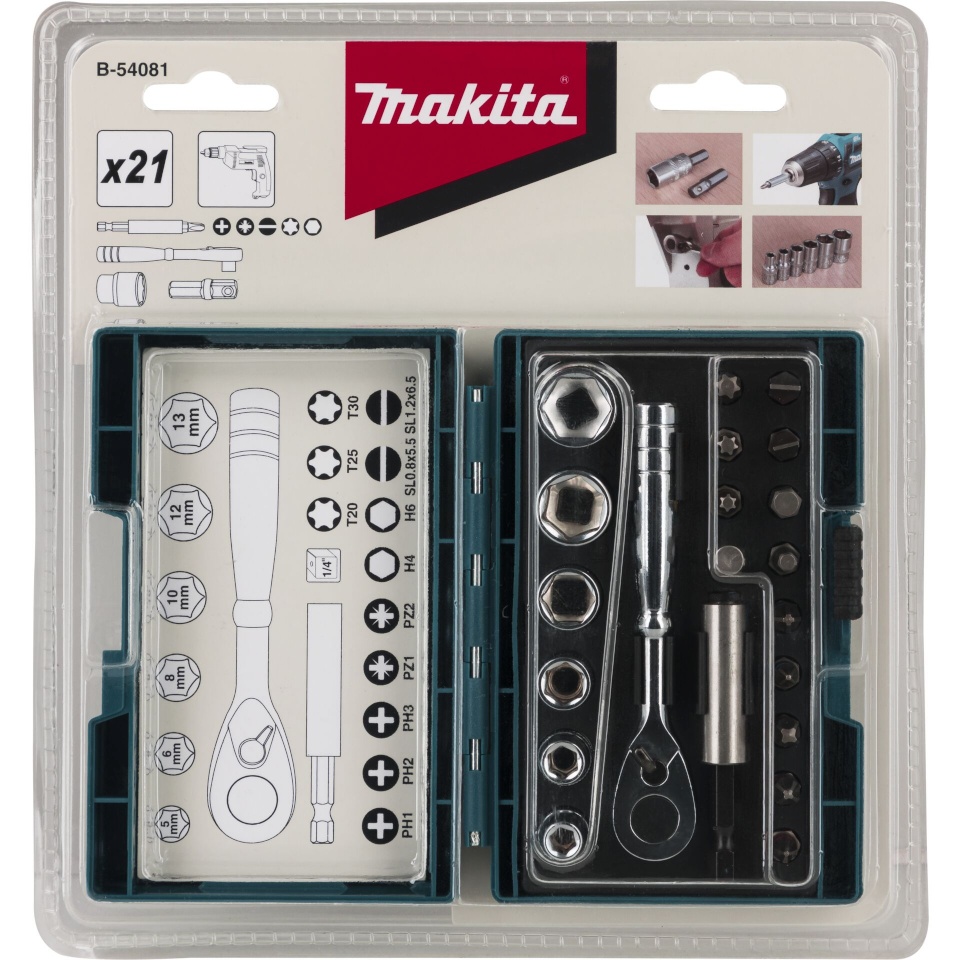 Makita kruvikeerajate komplekt B-54081 Ratchet + Bit Set