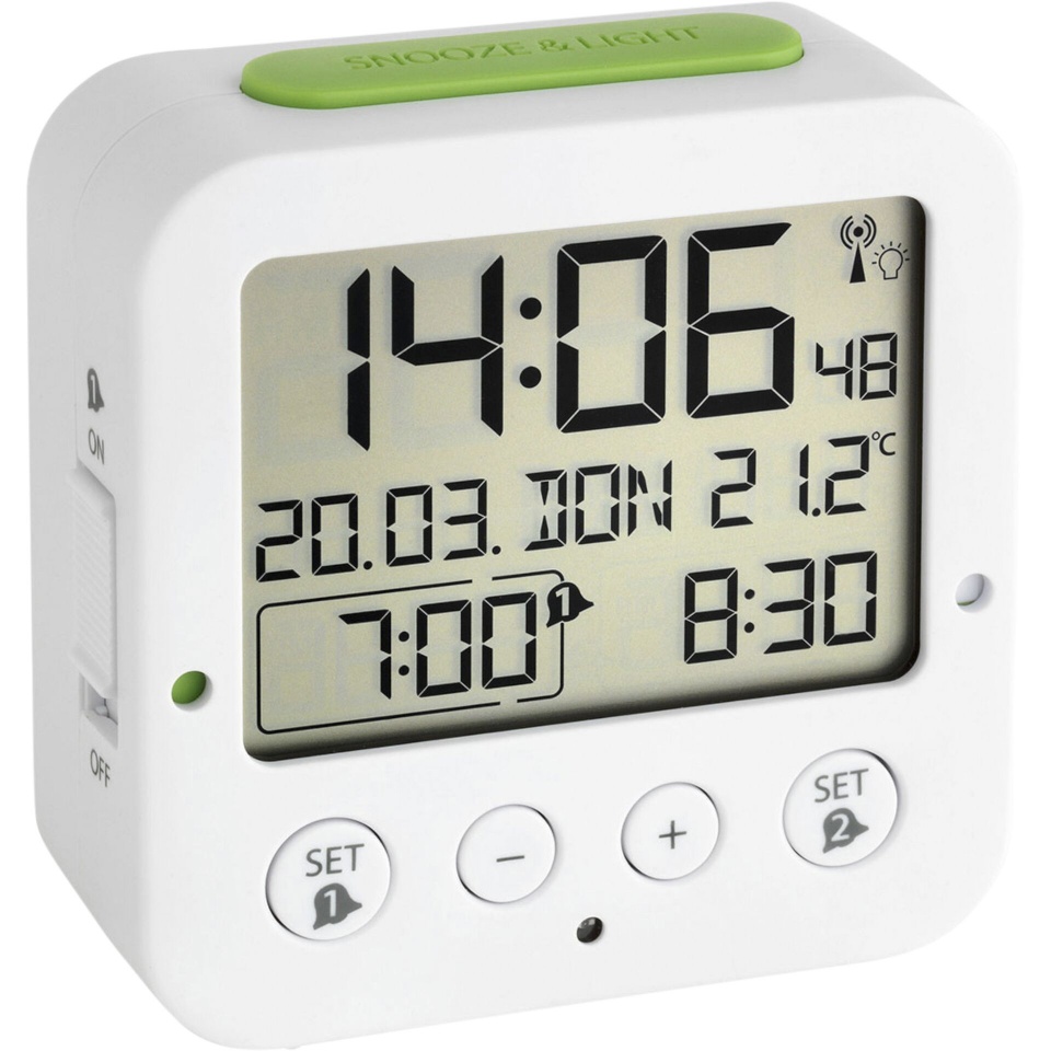TFA äratuskell 60.2528.02 Bingo Wireless Alarm Clock with Temperature, valge