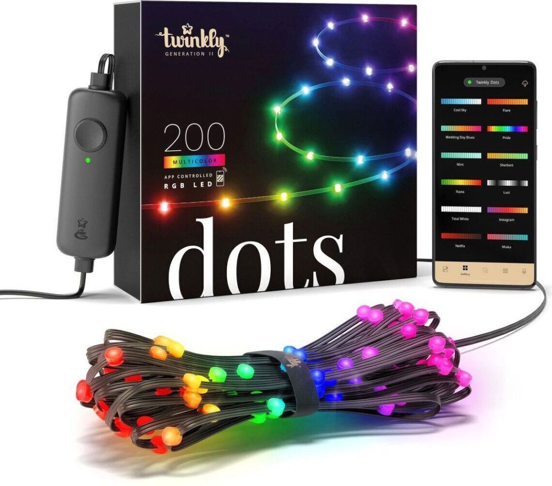 Twinkly nutikas LED-riba Dots, 200 LED, RGB, Wi-Fi, must, IP44