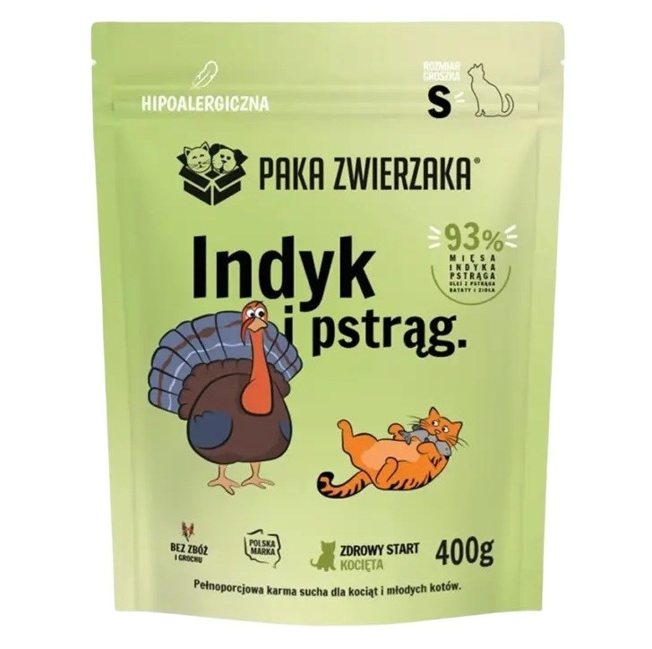 Paka Zwierzaka kuivtoit kassile Kitten Turkey and trout - Dry cat Food- 400g