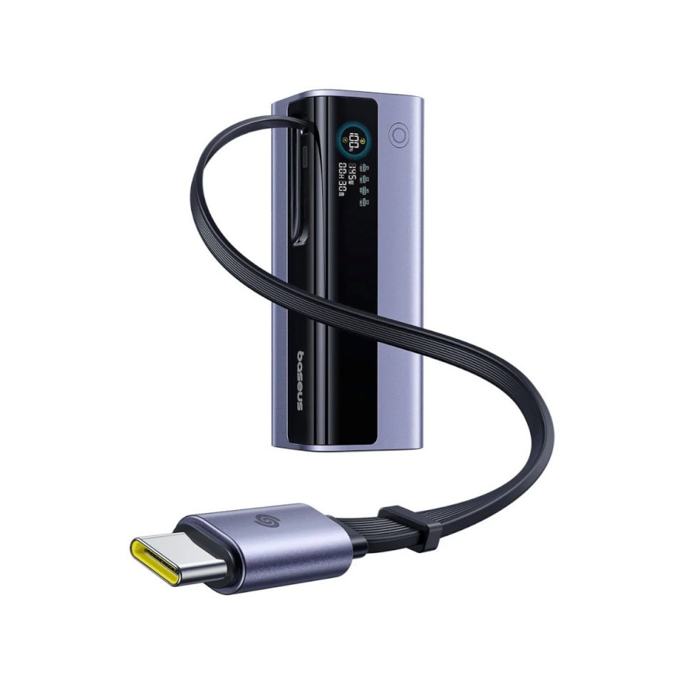 Baseus LiPo PowerBank 20000mAh 145W USB-A, USB-C with retractable USB-C cable, EnerGeek GR11, grey