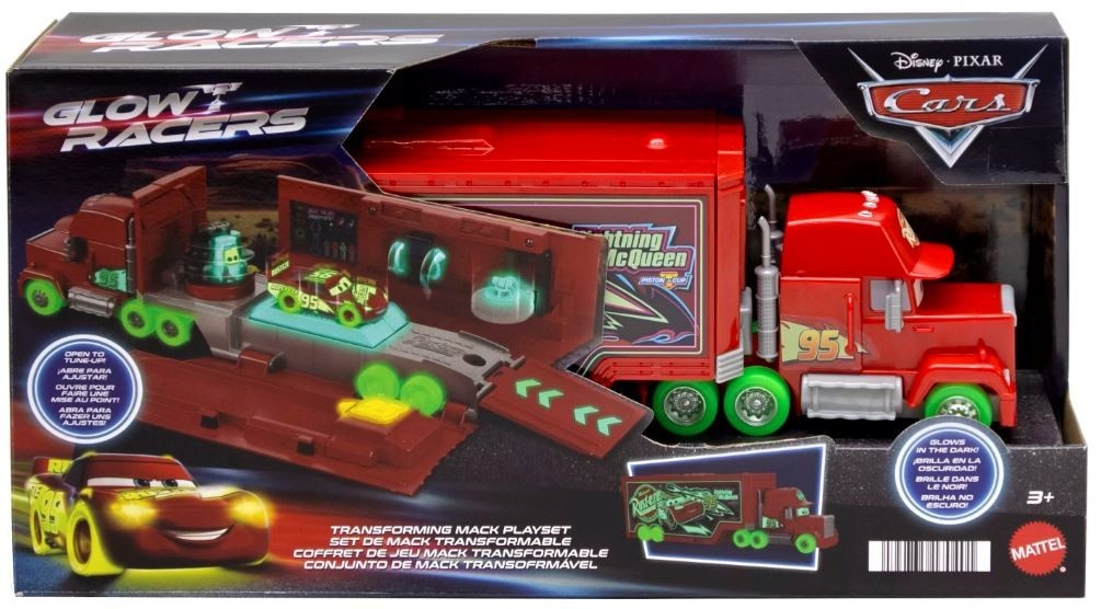 Mattel mänguauto komplekt HPX76 CARS Glow Racers Transforming Mach Playset