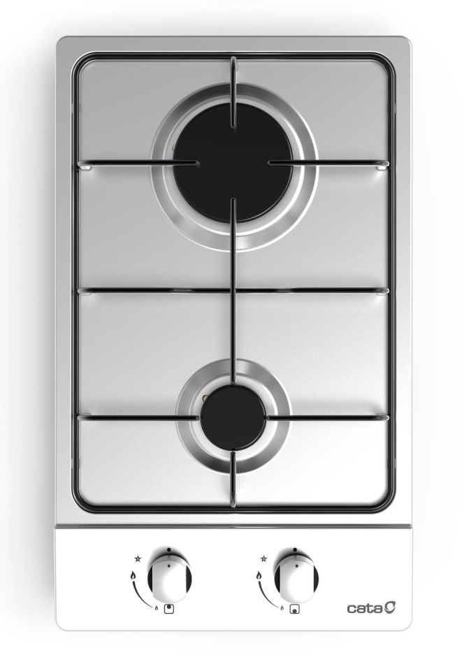 Cata pliidiplaat Hob GI 3002 X Gas, Number of burners/cooking zones 2, Rotary knobs, Stainless steel