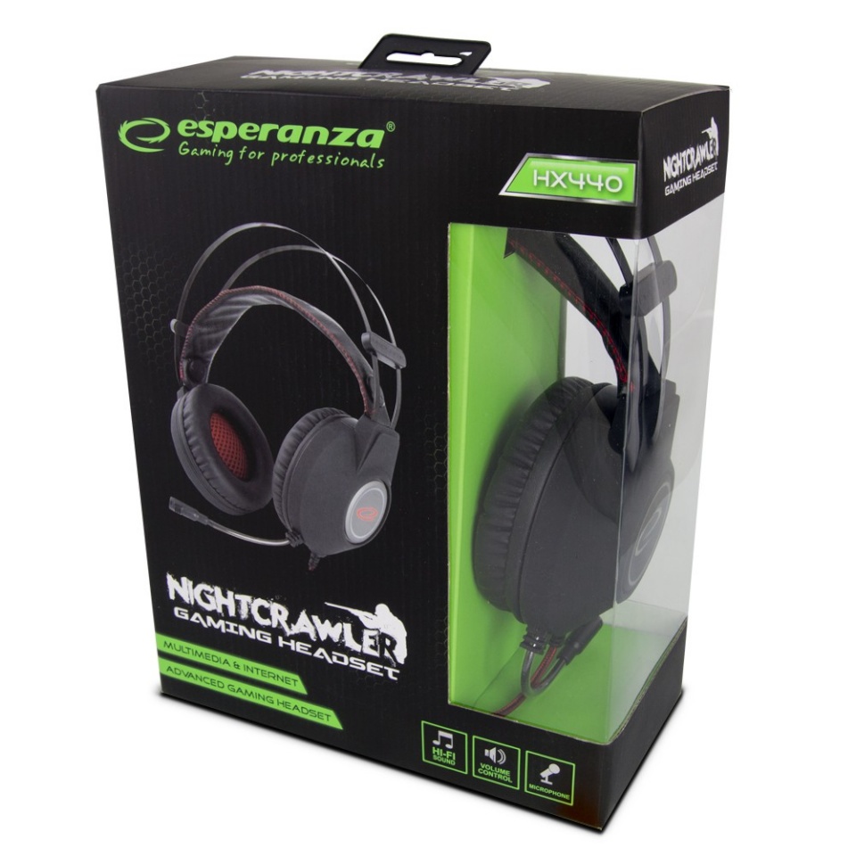 Esperanza kõrvaklapid Stereo gaming headphones with microphone nightcrawler