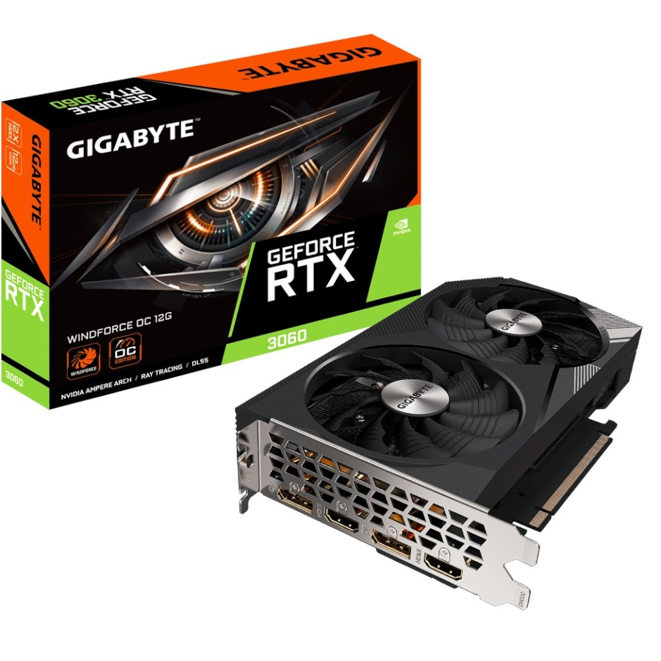 Gigabyte videokaart GeForce RTX 3060 Windforce OC 2.0 12GB GDDR6 192bit