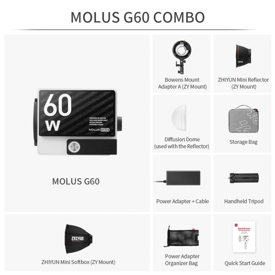 Zhiyun stuudiovalgusti Molus G60 Combo