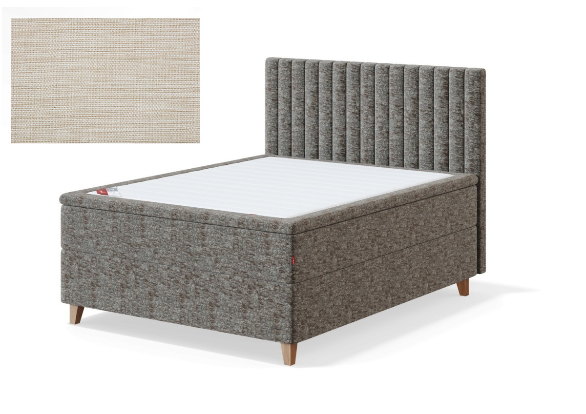 Sleepwell kontinentaalvoodi BLACK CONTINENTAL (4 jalaga), 160x200x55cm, MANGO helebeež, pehme