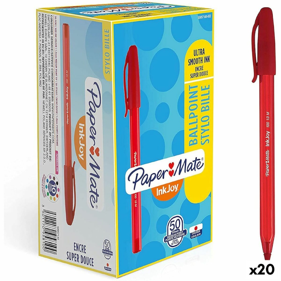 Paper Mate pastapliiats Inkjoy 50 Tükid, osad punane 1 mm 20tk