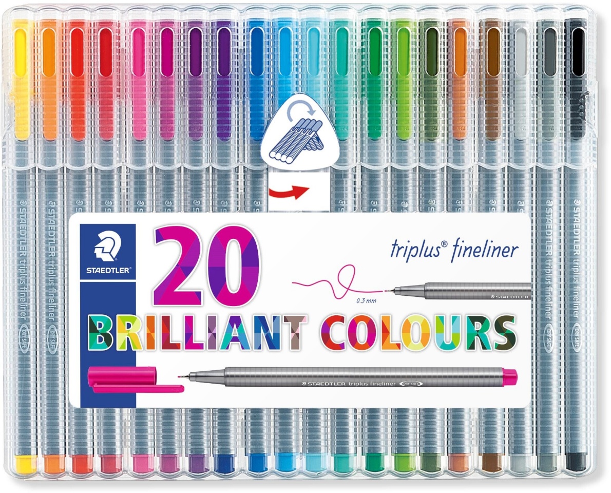 Staedtler fiiberoptiline pliiats Fineliner Triplus Fiber Tip Pen 0,3mm, 20 eri värvi