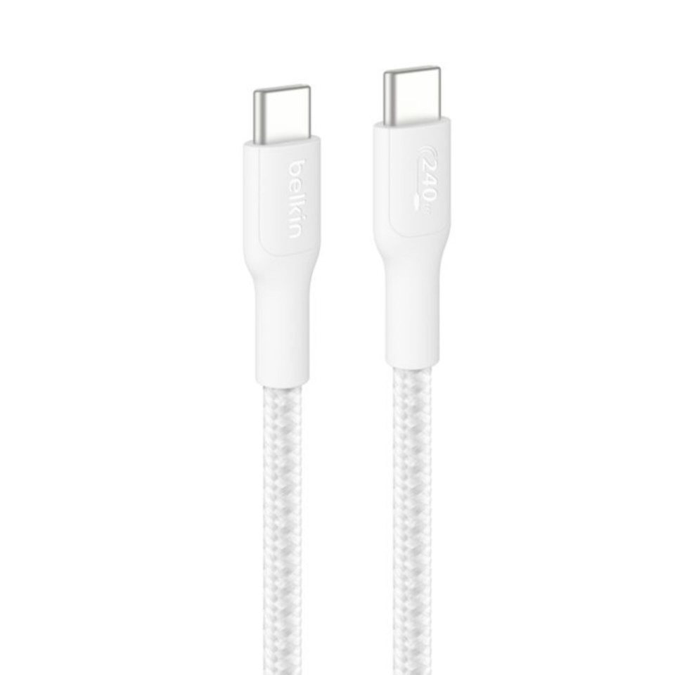 Belkin laadimiskaabel USB-C/USB-c cable 240W 3m geflochten, valge CAB025hq3MWH