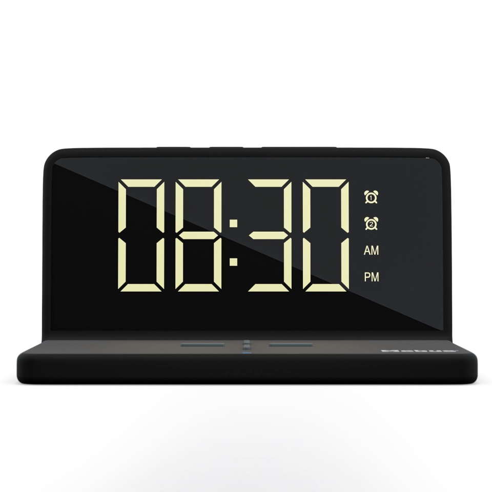 Mebus äratuskell 25622 Digital Alarm Clock with Wireless Charging Function, must