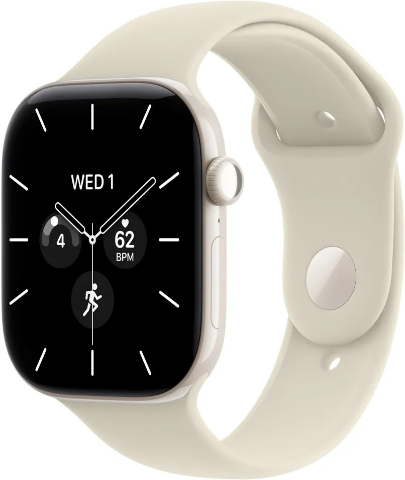 Apple Watch Series 12 42mm GPS + Cellular, S/M, Pearl White Ceramic Case, Sand Sport Band, valge/beež