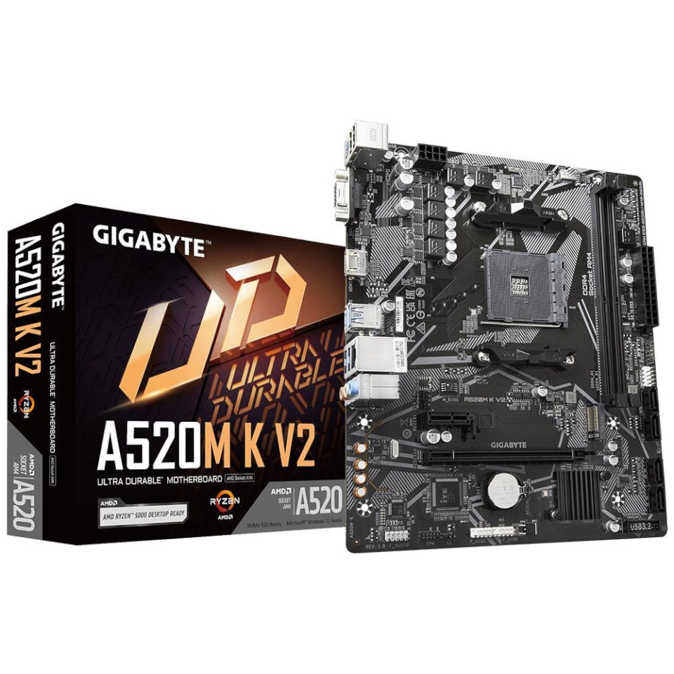 Gigabyte emaplaat AMD A520 AMD, AM4, DDR4, micro-ATX 