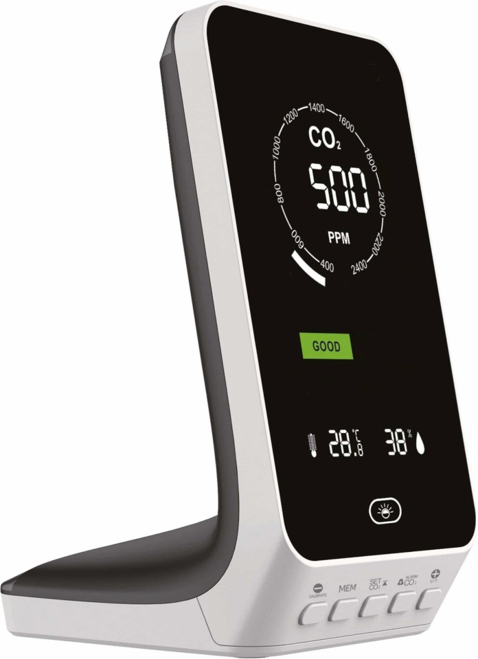 Suomen Lämpömittari süsihappegaasimõõtur koos temperatuuri- ja niiskusmõõturiga 9065 Carbon Dioxide Meter with Temperature and Humidity Meter, valge/must