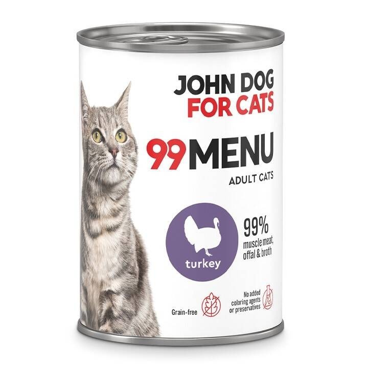 John Dog kassitoit For Cats 99 Menu Turkey, 400g