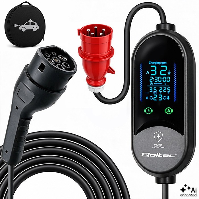 Qoltec elektriauto laadija Electric Car Charger 7kW 230V CEE 32A LED 5m