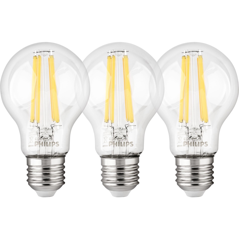 Philips LED pirn E27 Set of 3, 75W, 2700K Filament, soevalge