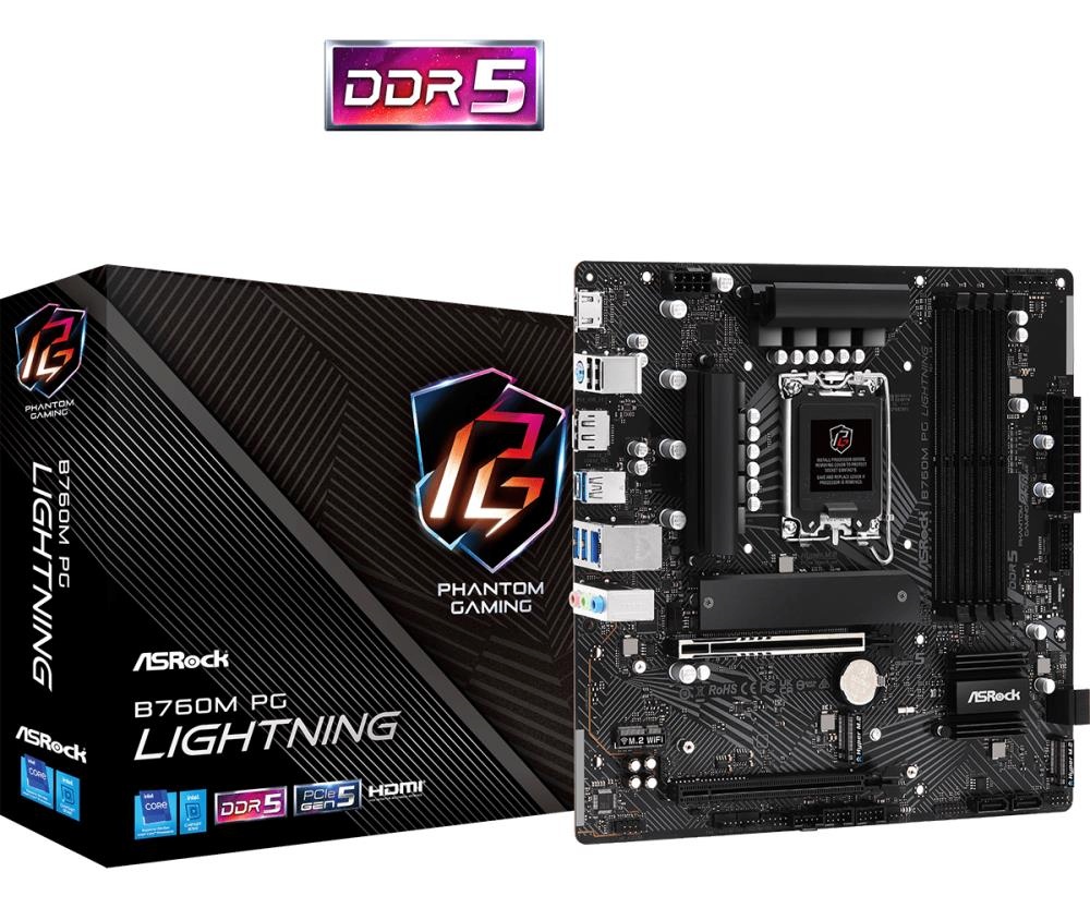 ASRock emaplaat B760M PG Lightning , LGA1700 mATX ,DP DDR5