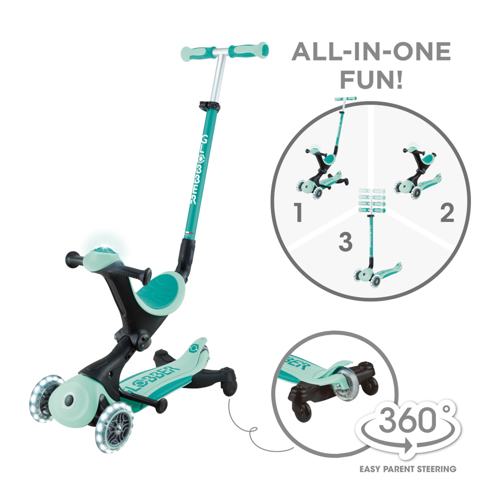 Globber tõukeratas Go Up Deluxe Lights 360°, piparmündi-pistaatsia, 699-306