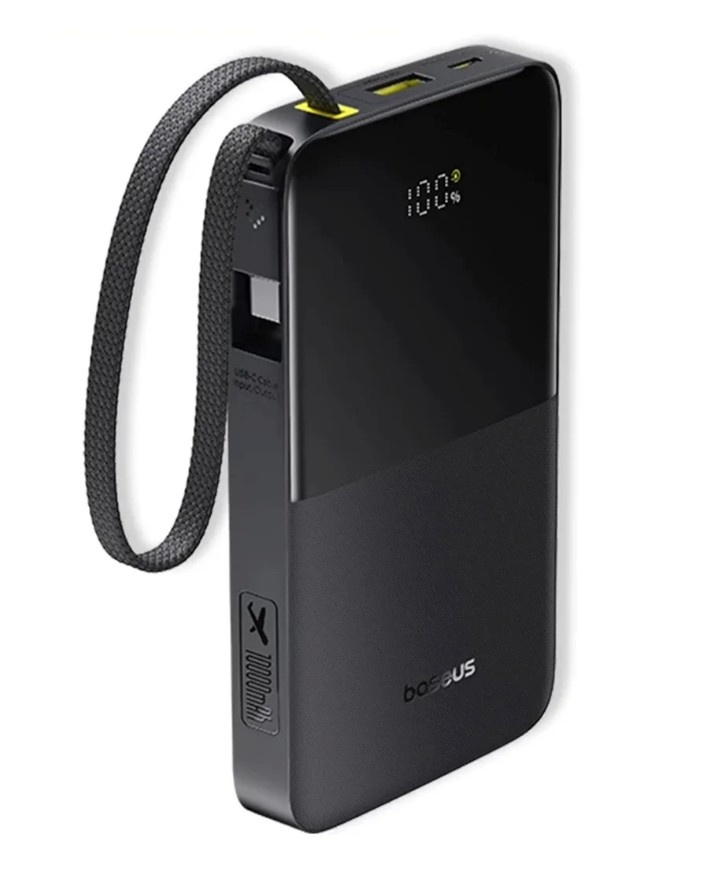 Baseus LiPo Powerbank 10,000mAh 22.5W USB + USB-C with integrated USB-C cable EnerFill Bipow2 black