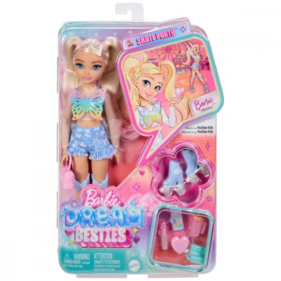 Mattel mängunukk Doll Dream Besties Malibu on roller skates