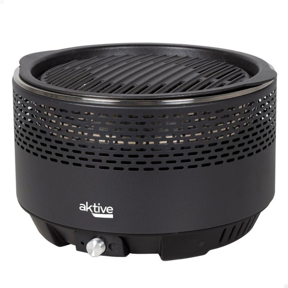 Aktive Kaasaskantav Barbeque-grill Ümmargune Suitsu-vaba must Roostevaba teras Raud 34x21,5x34cm