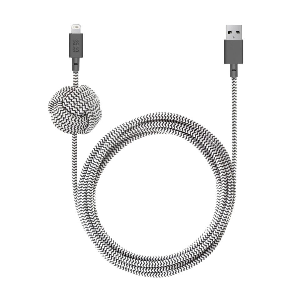 Native Union laadimiskaabel Night cable USB-A to Lightning 3m Zebra