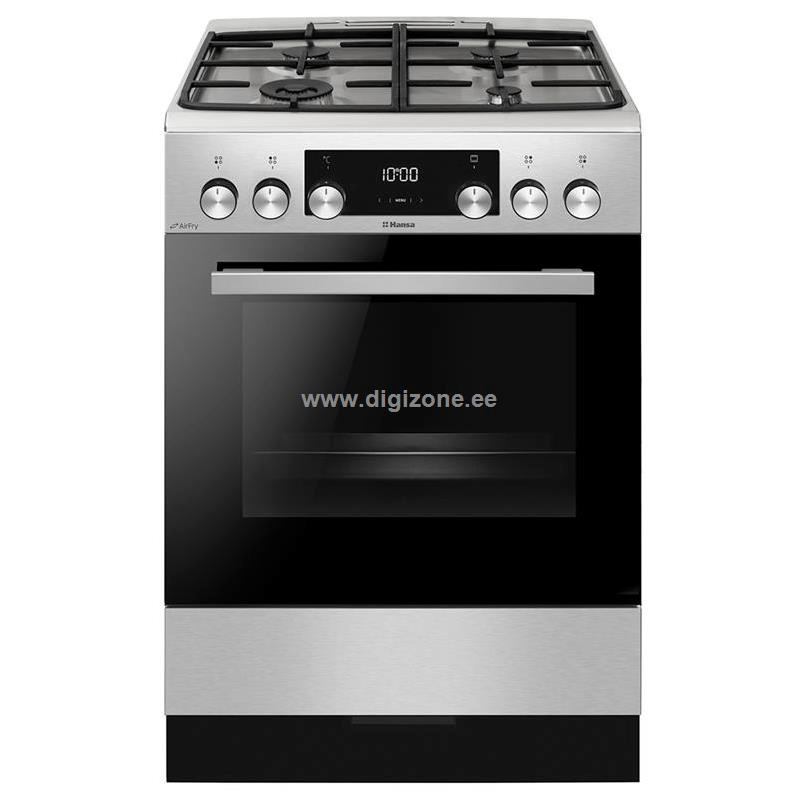 Hansa gaasipliit elektriahjuga FCMX69329 Gas Cooker with Electric Oven, 60cm, 77L, roostevaba teras