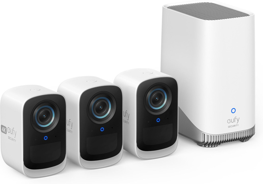 Anker turvakaamera eufyCam 3C Surveillance System with Three Cameras, 4K Resolution, valge