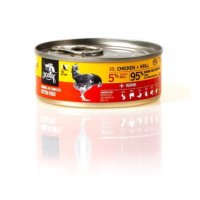 3coty kassitoit Chicken with Krill For Kittens, 80g