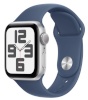 Apple Watch SE2 (2024) GPS 40mm Silver Aluminum Case with Denim Blue Sport Band, S/M