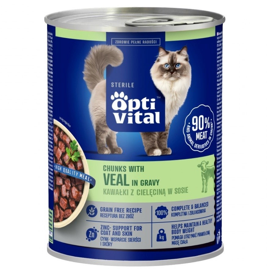 Optivital kassitoit Sterile With veal in gravy - Wet Cat Food- 415g
