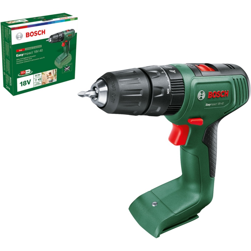 Bosch akutrell EasyImpact 18V-40 Cordless Impact Drill, roheline/must