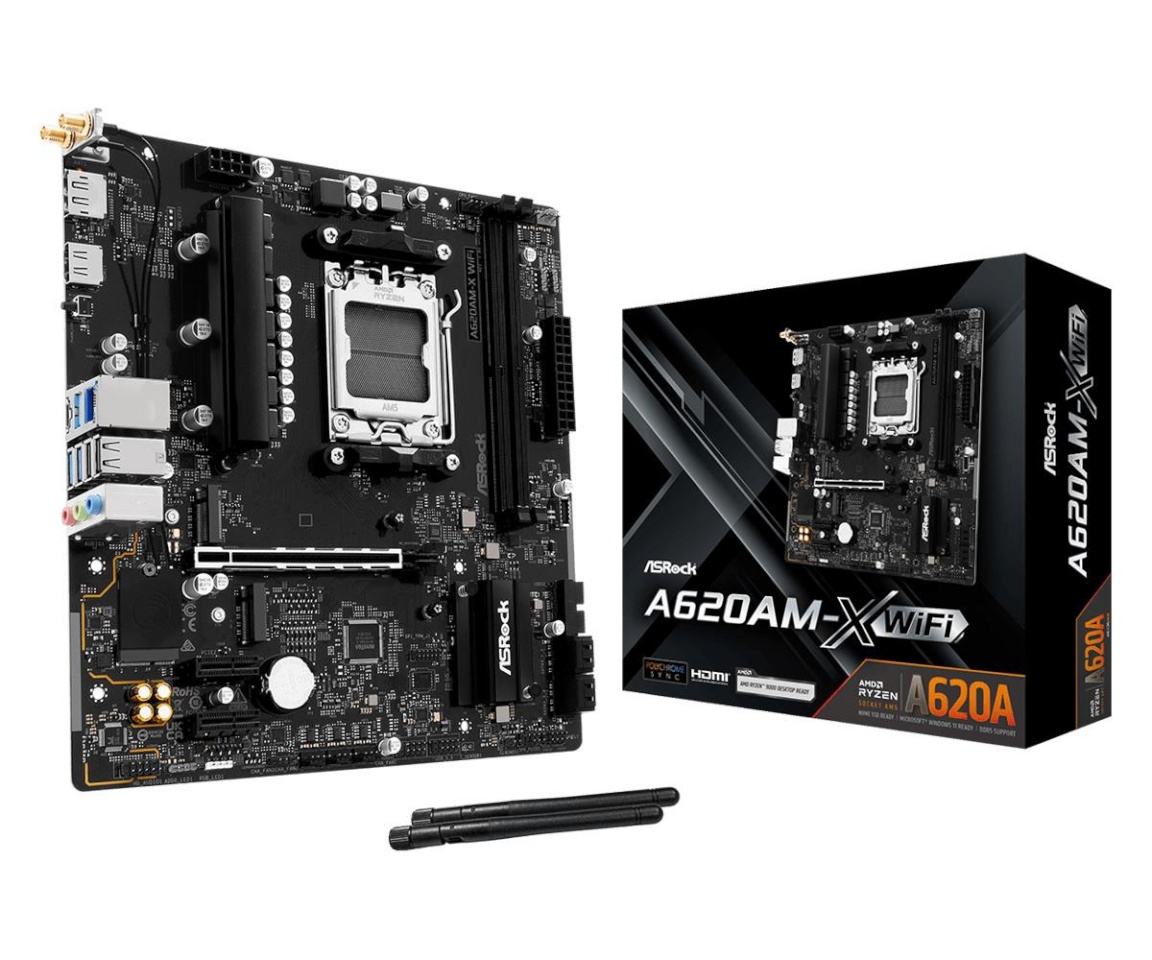 Asrock emaplaat AMD A620 sam5 micro-ATX memory Ddr5 memory Slots 2 a620am-xwifi