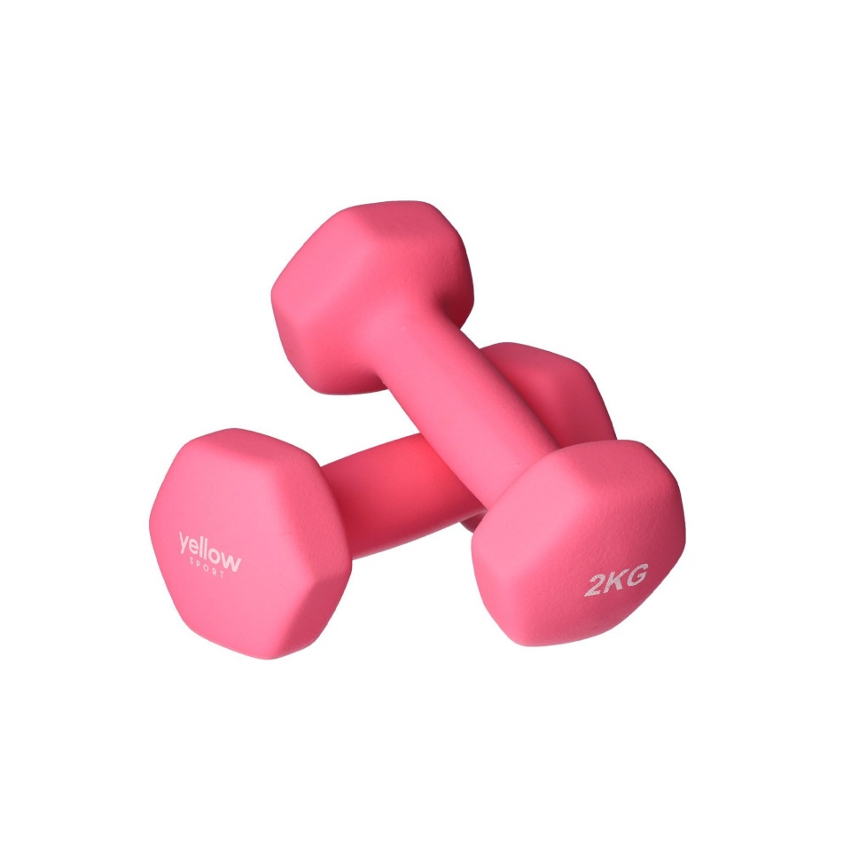 Yellow Sport hantlid Dumbbell Set 2x2kg roosa