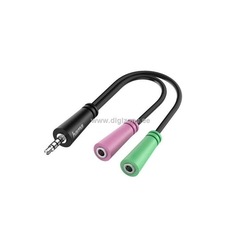 Hama helikaabel 4-pin 3,5mm pistik - 2x3,5mm pesa