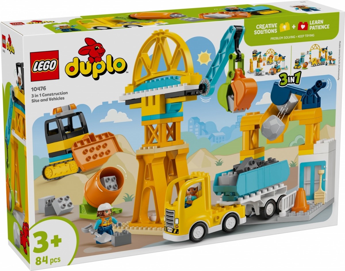 LEGO klotsid 10476 DUPLO Town Baustelle mit Baufahrzeugen - 3-in-1-Set