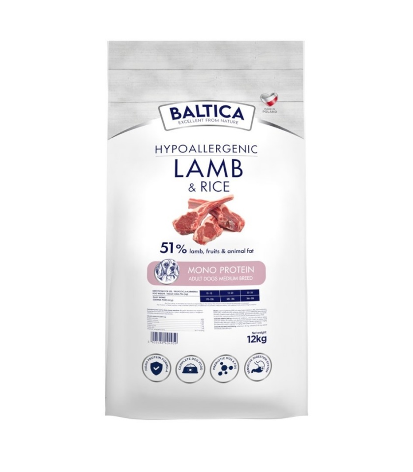 Baltica kuivtoit koerale Nutraceutic Hypoallergenic Lamb & Rice M, 12kg
