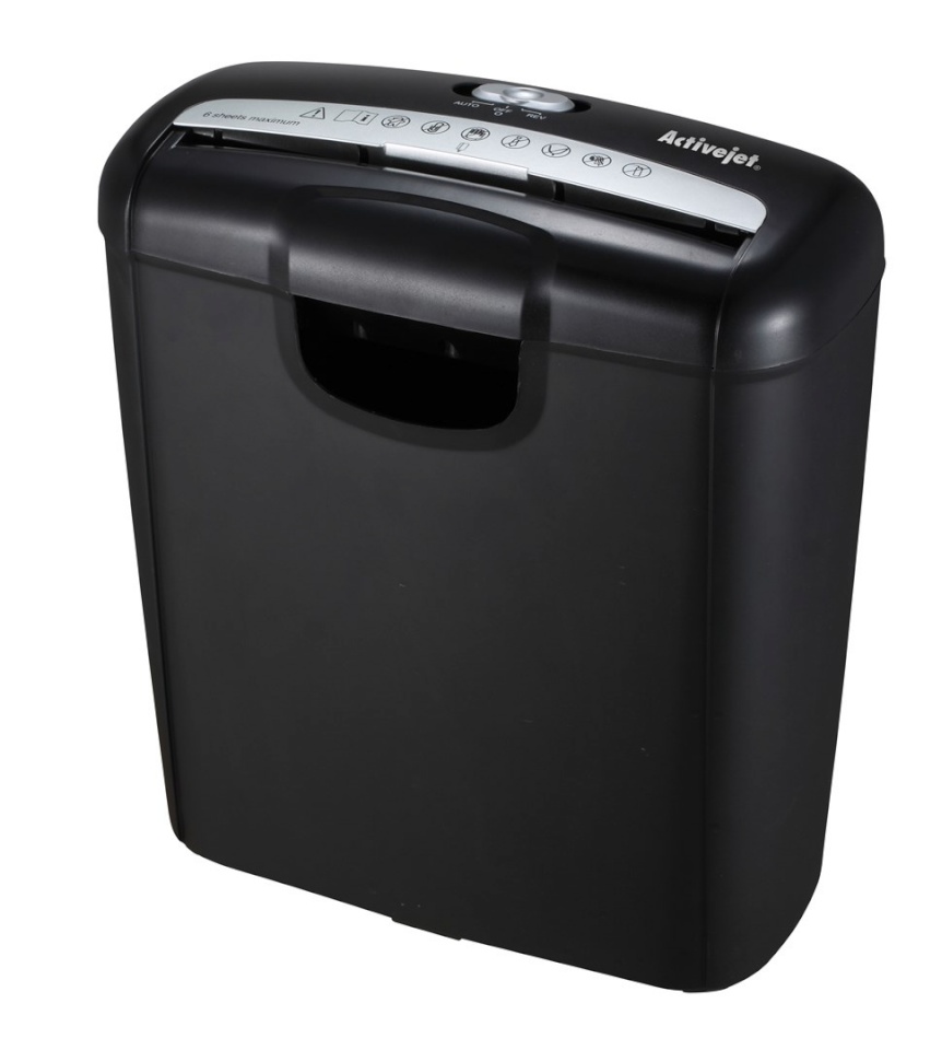 Activejet paberipurustaja ASH-0601S Shredder, P-2, 10 l, 6 mm strip, 6 sheets, black.