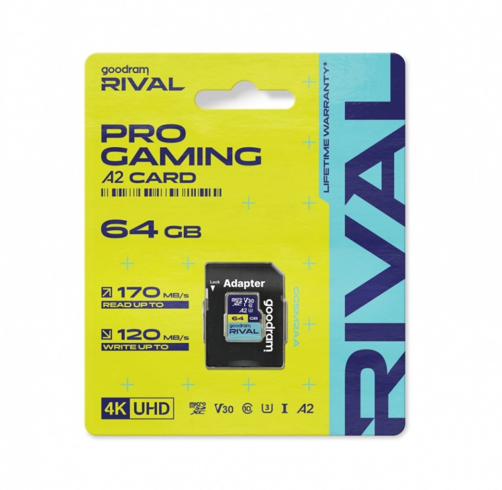 Goodram mälukaart microSDXC 64GB Rival UHS-I V30 U3 C10 A2 170/120MBs