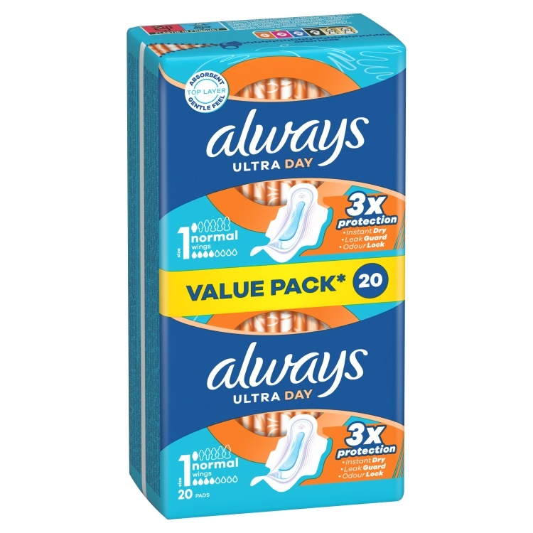 Always Ultra Day Normal Hügieenisidemed, Size 1, 20 tk