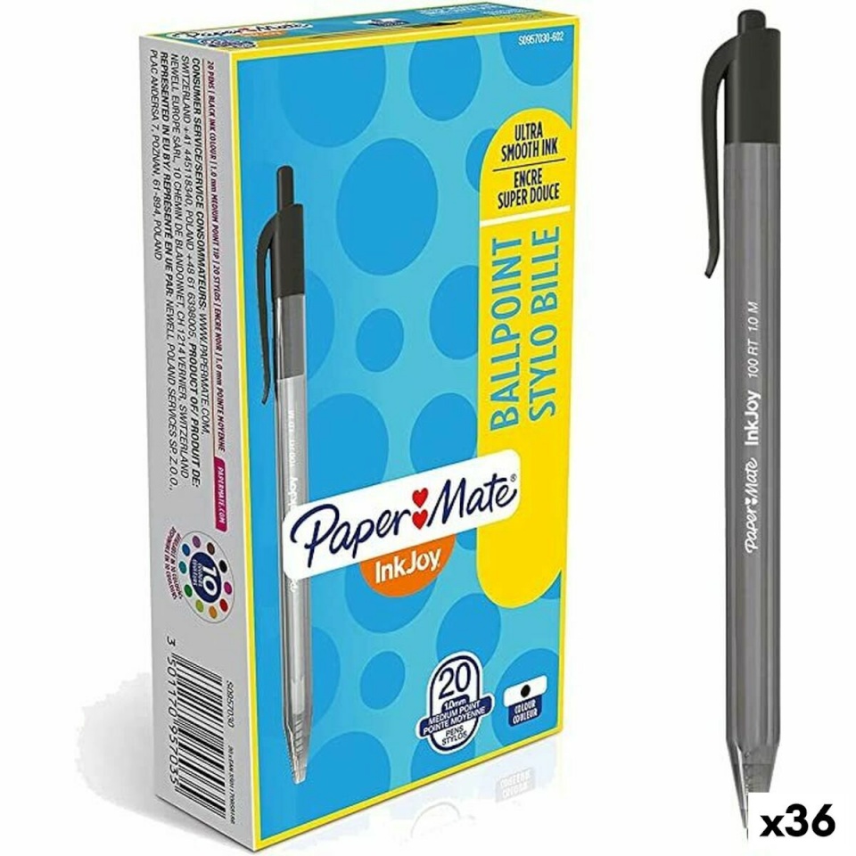 Paper Mate pastapliiats Inkjoy 20 Tükid, osad must 1 mm 36tk