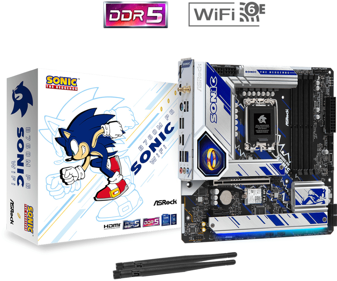 ASRock emaplaat B760M PG Sonic WiFi Intel LGA1700 DDR5 mATX, 90-MXBKM0-A0UAYZ
