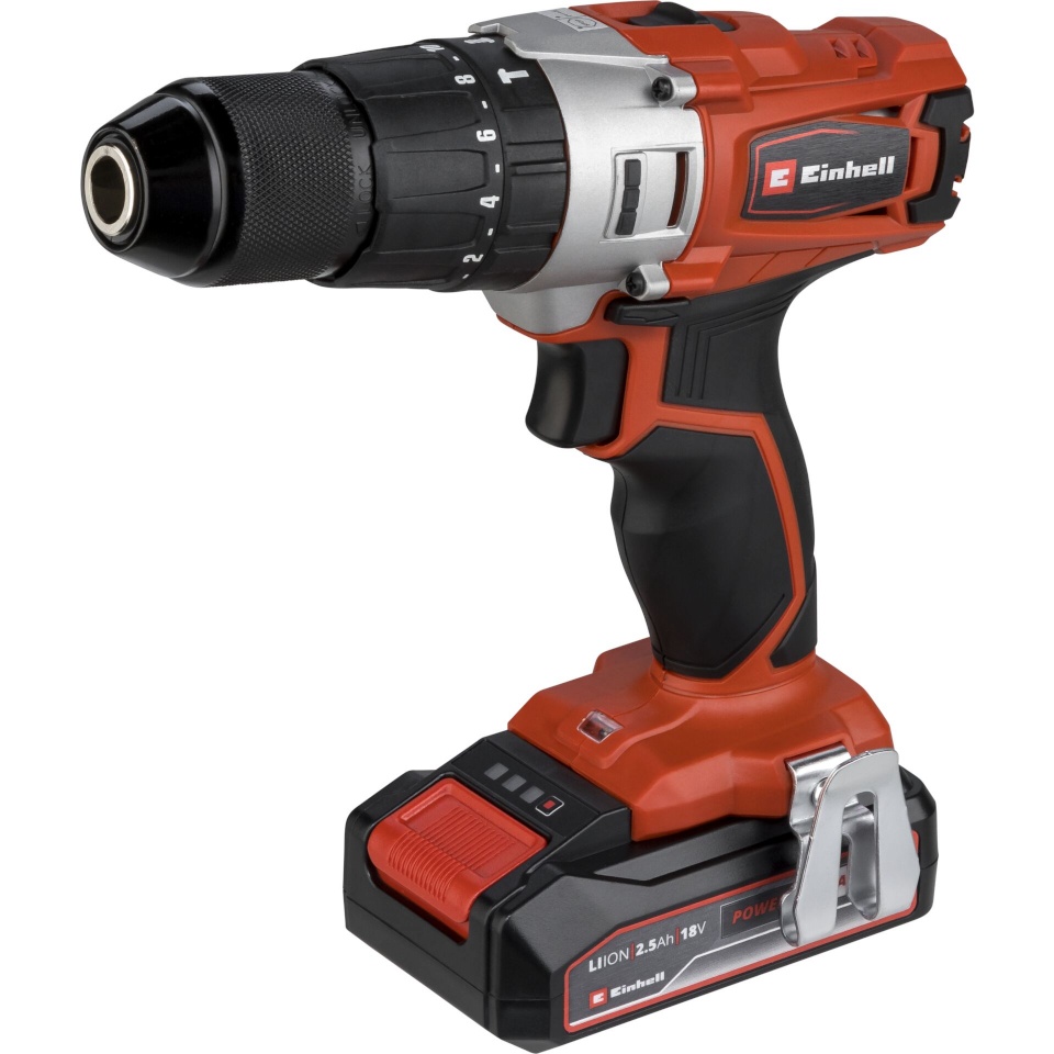 Einhell akutrell TE-CD 18/2 Li 2,5 Ah Cordless Drill Driver, punane/must