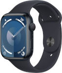 Apple Watch Series 9 GPS 45mm Midnight Aluminium Case with Midnight Sport Band, M/L